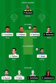 India Legends vs England Legends Dream11 Team Prediction